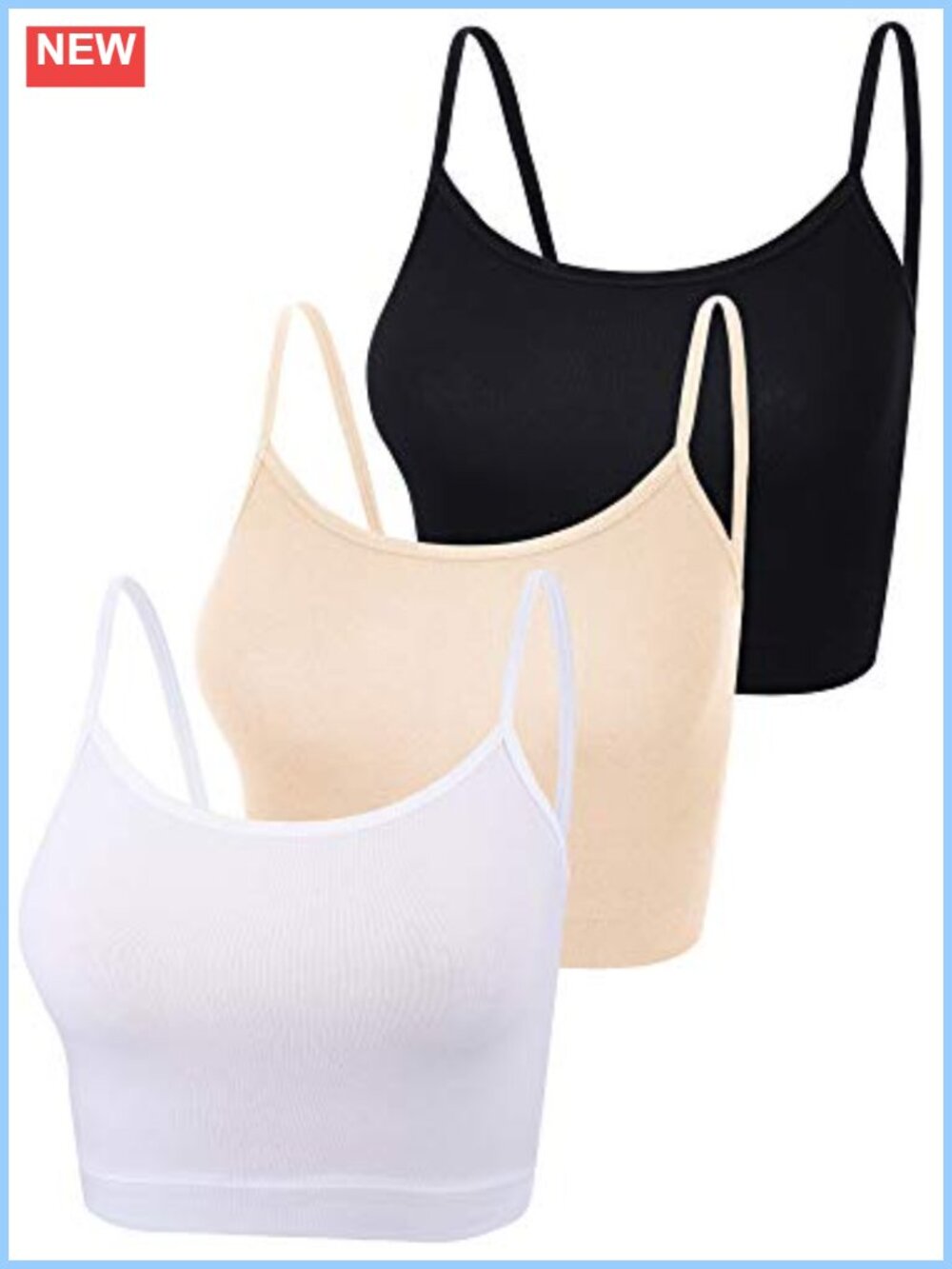Women's 3 Pack Cropped Cami Tank Tops Spaghetti Strap Scoop Neck